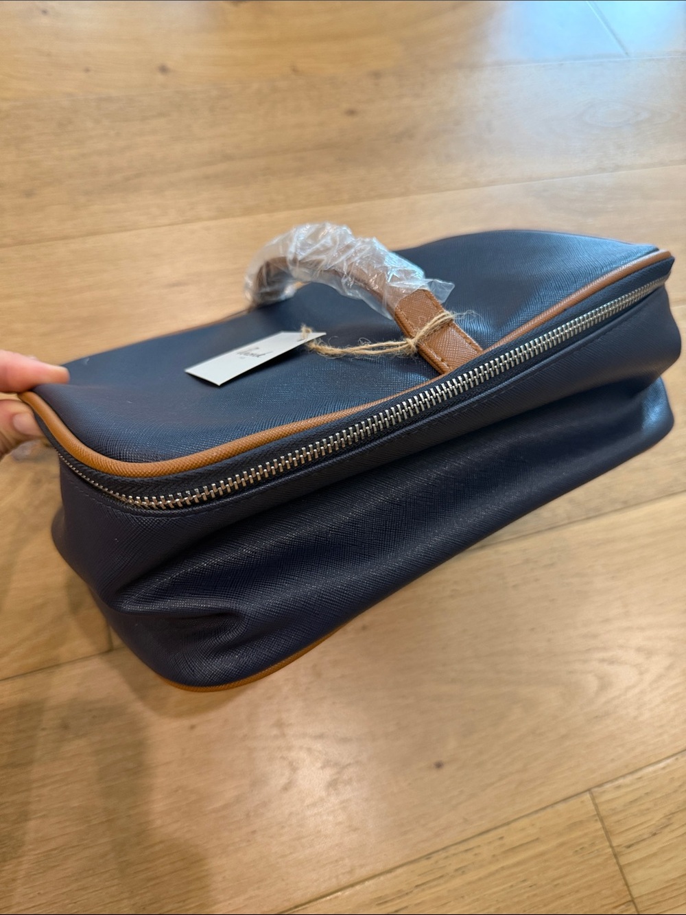 Brouk & Co Men's Navy Travel Kit with Tan Trim